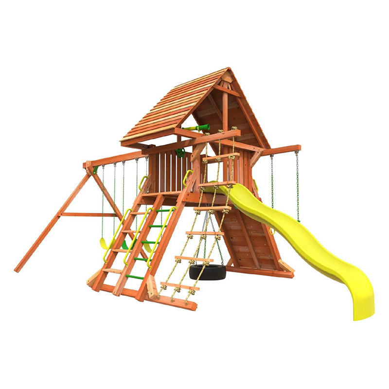 Highline geri çəkilmə taxta yelləncək dəsti